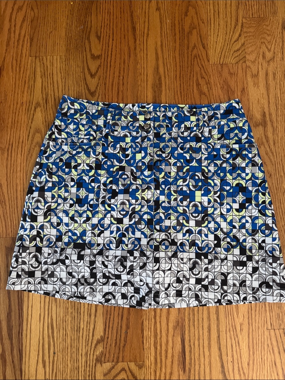 Slazenger Blue, White and Black Geometric Skort with Lime Accents